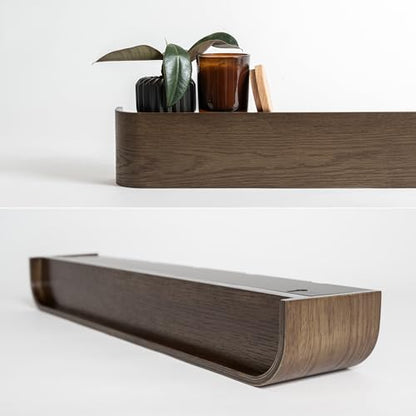Kazai. Wall-Mounted Coat Rack 'Toke' - Modern Design Coat Rack with Hidden Wall Hooks - Solid Wood Veneer Panel Coat Hanger - Oak, Dark - color: Oak, Dark, size: 5 Hooks
