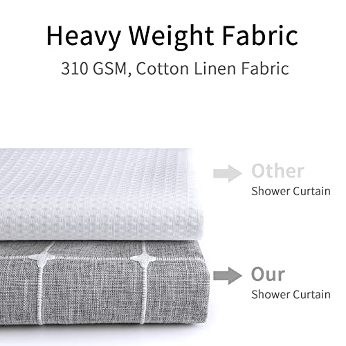 Boho Farmhouse Classic Plaid Linen Tassel Shower Curtain Grey,72x72 | 310GSM Linen Blend Heavy Duty Cloth,3-side Tassels,Wrinkle Resistant,Rustic Bohemian Farmhouse charm,Water Repellent,12 Hooks - color: Grey, size: 72"W x 72"L (Pack of 1)