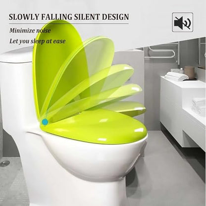 Toilet Seat with Quick Release for Easy Clean, 18.5" Standard Toilet Seats,Slow Close Detachable Bathroom Accessories Fits All Regular Toilet Bowls Pp Material, (Yellow) - color: Yellow