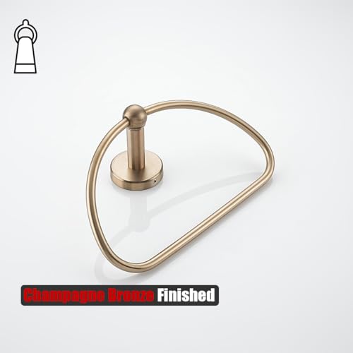 JQK Towel Ring Champagne Bronze, Stainless Steel Half Ring Towel Holder for Bathroom, 7 Inch Wall Mount, TR160-CB - color: Champagne Bronze