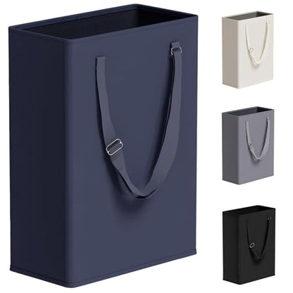 45L Slim Laundry Hamper with Adjustable Long Handles & Mesh Top, Navy | Small Laundry Baskets with Mesh Top, Narrow Dirty Clothes Hamper for Bedroom, Closet, and Bathroom - color: Navy, size: 45L