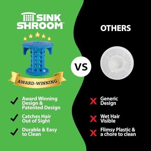 SinkShroom SSBLU988 Sink Drain Protector Hair Catcher/Strainer/Snare, Blue - color: Blue