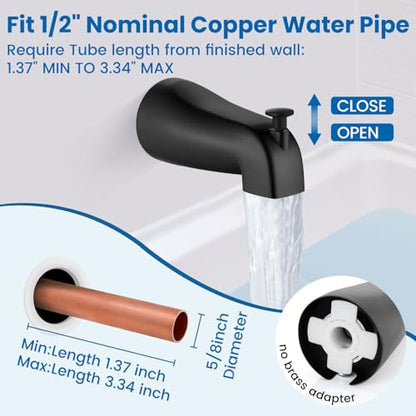 Airuida 6 Inch Shower Faucet Set,Bathtub Faucet Kit,Matte Black | Shower Tub Faucet Set,Male Threads Rough-In Valve,Square Head Shower System - color: Black, size: 6 Inch