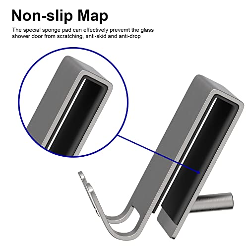 Double-Sided Shower Door Hooks for Frameless Glass Doors, Fits 0.47 in (12 mm) Glass, Stainless Steel Towel and Robe Hanger, No Drill, 2-Pack, Silver - color: Silver