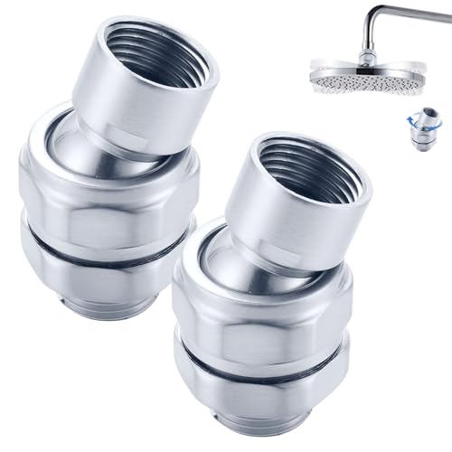 Shower Head Swivel Ball Adapter, Solid Brass Adjustable Shower Arm Connector, Polished Chrome Finish (Silver-2 pcs) - color: Silver-2 pcs