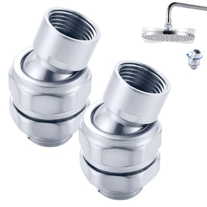 Shower Head Swivel Ball Adapter, Solid Brass Adjustable Shower Arm Connector, Polished Chrome Finish (Silver-2 pcs) - color: Silver-2 pcs