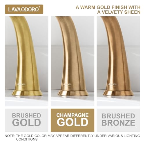 Bathroom Faucet for Sink 3 Hole, Champagne Gold, BF405-CB | 8 inch Widespread Bathroom Faucet 2 Handle Bathroom Sink Faucet for Vanity with Drain Assembly Supply line, Champagne Gold - color: Champagne Gold
