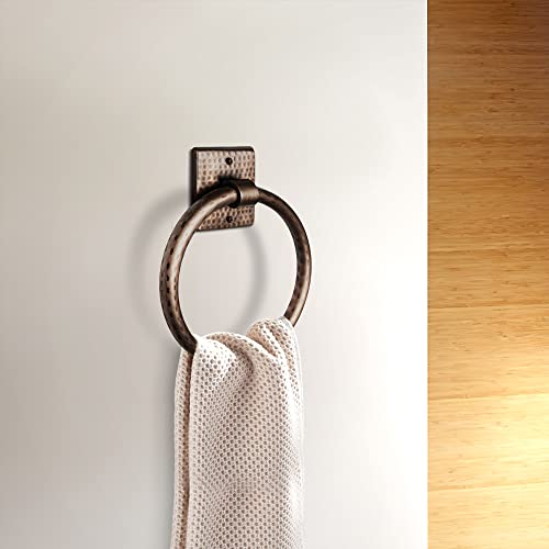Monarch Abode Bathroom Towel Holder – 7-Inch Round Antique Copper Bathroom Hand Towel Holder for Bathrooms Wall, Metal Hand Hammered Towels Ring Wall Mount, Traditional Surface-Mounted Ring Hanger - color: Pure Copper, style: Traditional