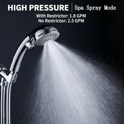High Pressure Shower Head with Handheld Spray 6 Settings Chrome | Hand Held Shower head with On Off Switch, Spa Spray Mode, 60inches Hose - color: Chrome, style: Modern