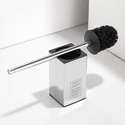 Freestanding Toilet Brush Holder for bathrooms 304 Stainless Steel Toilet Brush Stand Square Storage and Organization Rust Resistant 17-inch high Polished Chrome Finished - color: 17-inch High Square Polished Chrome