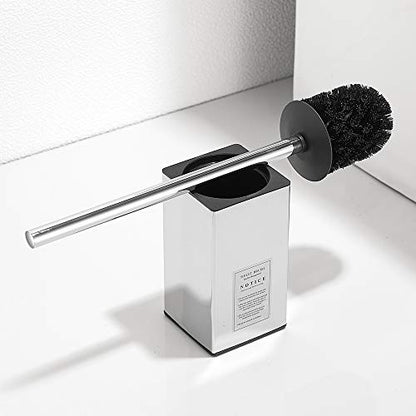 Freestanding Toilet Brush Holder for bathrooms 304 Stainless Steel Toilet Brush Stand Square Storage and Organization Rust Resistant 17-inch high Polished Chrome Finished - color: 17-inch High Square Polished Chrome