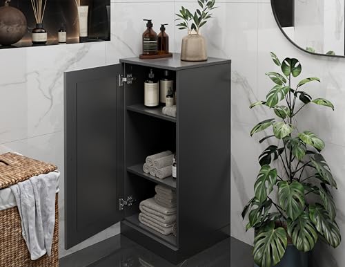 100% Solid Wood Bathroom Cabinet, Wood Door, Black, 16.5" w x 35.75" h x 15.5" d, Renewable Eco-Friendly Wood, Made in Brazil - color: Black, style: Raised Panel Door