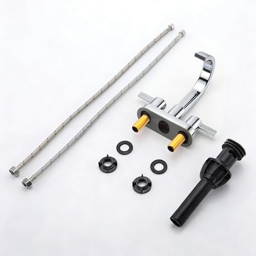 Bathroom Sink Faucet 3 Hole Chrome, 4 Inch Centerset | 360 Degree Swivel Waterfall Spout, Stainless Steel Bathroom Faucet for Sink 3 Hole, with Pop Up Drain, Chrome Bathroom Faucet - color: Chrome