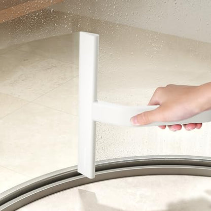JustHang Shower Squeegee with Built-in Hook, 10-Inch White | Award-Winning Design, All-One-Piece Soft-Touch Silicone, for Glass Door, Bathroom, Window, Mirror, Tile Wall, Car - color: Classic White