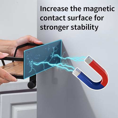 Magnetic Paper Towel Holder with Shelf - 2 Pack Strong Magnetic Spice Rack for Refrigerator Fridge RV(Wall Mount or Magnet) - color: Black-m