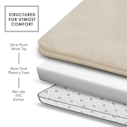 Clara Clark Bathroom Rugs, Velvet Memory Foam Bath Mat, Non-Slip Bath Rugs, Machine Wash, Dries Quickly, Ultra Soft Plush Bath Mats for Bathroom, - color: Linen