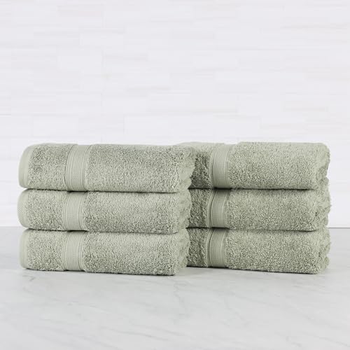 Superior 100% Organic Cotton Hand Towel Set of 6, Daily Use for Bathroom, Kitchen, Guest Bath, Quick Dry Small Towels, Face, Hand, Gym, Spa, Hotel, Absorbent, Essentials, Oregon Collection, Sage - color: Sage, size: Hand Towel - 6 Pack