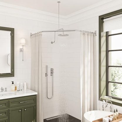 Naiture Neo-Angle Shower Curtain Rod, 18-1/2" X 26" X 18-1/2", Chrome | 304 Stainless Steel, Includes 36" Ceiling Support and Mounting Hardware, Cut to Fit, Permanent Wall Mount, Rustproof - color: Chrome, size: 18-1/2" X 26" X 18-1/2"