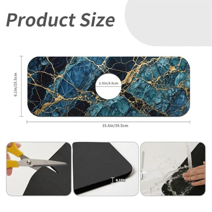 Faucet Fast Absorbent Pad - Navy Gold Marble , Suitable For Kitchen, Bathroom, Island And Other Scenes - color: Navy Gold Marble