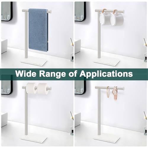 Hand Towel Holder, Hand Towel Stand for Bathroom with Marble Base, 304 Stainless Steel L Shape Hand Towel Rack Bar Standing for Vanity Kitchen Countertop, Brushed Nickel - color: Brushed Nickel