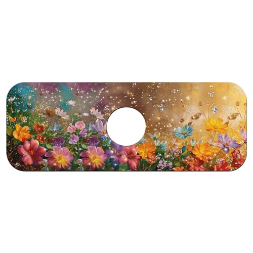Faucet Fast Absorbent Pad - Dreamy Flower Garden , Suitable For Kitchen, Bathroom, Island And Other Scenes - color: Dreamy Flower Garden