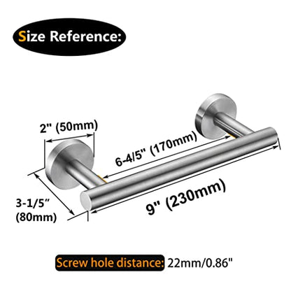 Nolimas 9 Inch Silver Bath Hand Towel Bar SUS 304 Stainless Steel Towel Rod Rack Holder Round Wall Mounted Suit for Kitchen,Bathroom,Living Room&Toilet,Anti Rust Brushed Nickel - color: Brushed Nickel, size: 9inch