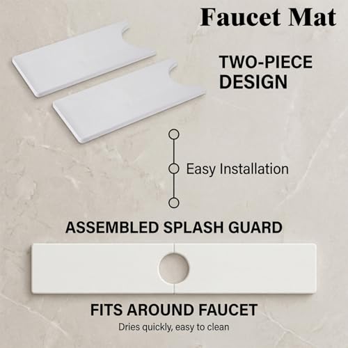 Stone Dish Drying Mat for Kitchen Counter, Quick Dry Stone Mats | 24'' x 15'', Includes 1 Dish Mat & 1 Faucet Mat - size: 24" x 15"
