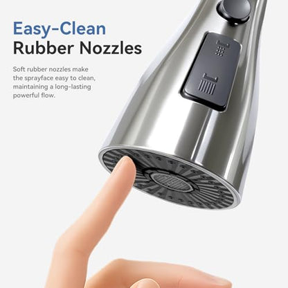 Kitchen Faucet Head Replacement with 3 Modes, Pull Down Spray Head for Kitchen Faucet, Kitchen Sink Sprayer Replacement Compatible with Moen, American Standard, Kohler Faucets - color: Brushed