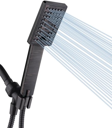 BRIGHT SHOWERS Handheld Shower Head Set High Pressure Hand Held Showerhead with 60 Inch Flexible Shower Hose and Adjustable Shower Arm Mount Bracket, 3 Spray Setting Shower Wand, Oil-Rubbed Bronze - color: Oil Rubbed Bronze, size: 1.8 Gallon Per Minute