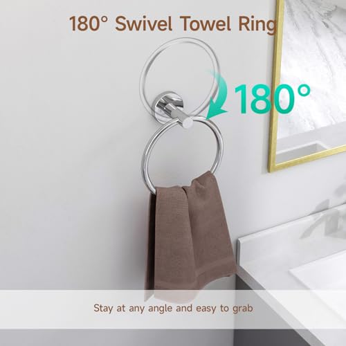 2 Pack Polished Chrome Towel Ring | Hand Towel Holder for Bathroom Wall Mounted, Durable 304 Stainless Steel, Modern Style - color: Polished Chrome