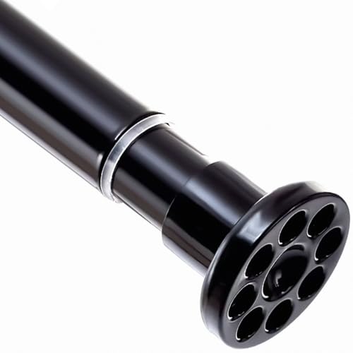 Black Shower Curtain Rod 28"-77", Never Rust Anti-Slip Adjustable Tension Curtain Rods No Drilling, Heavy Duty Spring Enlarged Diameter 1" Tension Rod for Bathroom/Closet/Room Divider - color: Black, size: 28"-77"