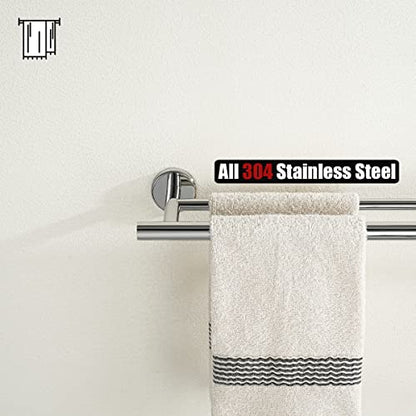 JQK Double Towel Bar Chrome, 20.5 Inch 304 Stainless Steel Thicken 0.8mm Towel Rack Bathroom, Towel Holder Polished Steel Wall Mount, Useable Length 18 Inch 2 Pack, TB100L18-CH-P2 - color: Polished Chrome, size: 20.5 Inch (2 Pack)