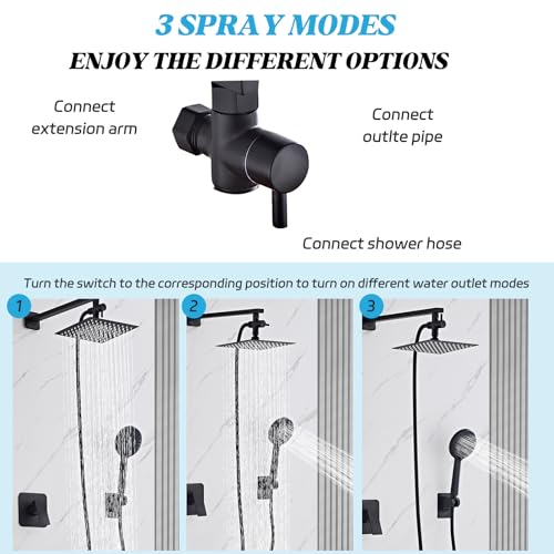 Shower Head 8'' High Pressure Rainfall, Handheld Shower Combo with 11'' Extension Arm, 5 Spray, Anti-leak Luxury Premium Quality, Rainfall Shower Head with Handheld Spray Combo, Matte Black - color: Polished Chrome, size: 8in