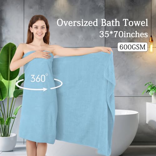 Hailea Extra Large Bath Towels Set 35x70 Inches - Blue Luxury 600 GSM Oversized Bath Sheet Towel,Ultra Soft Microfiber - Quick Dry,Highly Absorbent Shower Towels Spa Hotel Bathroom Towel Set (4-Pack) - color: Blue Set, size: 4-Piece Set
