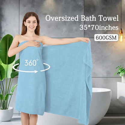 Hailea Extra Large Bath Towels Set 35x70 Inches - Blue Luxury 600 GSM Oversized Bath Sheet Towel,Ultra Soft Microfiber - Quick Dry,Highly Absorbent Shower Towels Spa Hotel Bathroom Towel Set (4-Pack) - color: Blue Set, size: 4-Piece Set