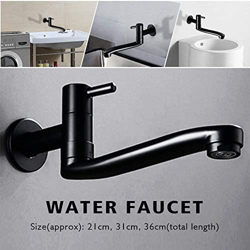 Wall-Mounted Black Cold Water Faucet Washing Machine Mop Pool Garden Taps (31cm) - size: 31cm
