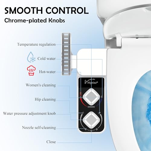 Non-Electric Hot and Cold Water Bidet Attachment Warm & Cold Dual Water Sprayer for Toilet with Self-Cleaning Nozzle, Adjustable Pressure, Front & Rear Wash Easy Installation (Warm Water Bidet-509)