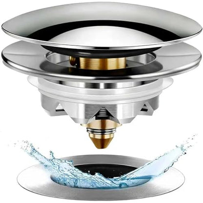 Anlige Bathtub Drain Stopper, Pop Up Tub Stopper and Cover, Bottom with Hair Catcher, Universal for 1.45 to 1.8 in Drain, Replaces Old Drain Plug, Chrome Silver - color: Chrome Silver