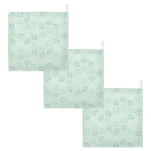 Baby Cute Elephants Msulin Washcloths Newborn Face Towel - Baby Muslin Burp Cloths 5 Pack Soft Absorbent Natural Cotton Wash Towel 11.8"X11.8" Baby Bath Towels Wipes - size: one sizex5