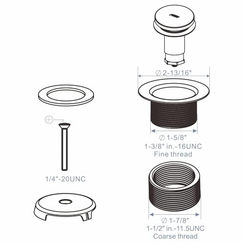 HIDROP Brushed Nickel Tip Toe Bathtub Drain Kit, 1-Hole Overflow Faceplate | 304 Stainless Steel and Brass Trim Set, Universal Fine/Coarse Thread fit 1-3/8" or 1-1/2" Tub Drain,Tub Drain Replacement - color: Brushed, style: 1 Hole