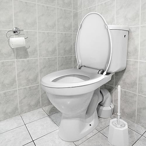 19" Elongated Toilet Seat Soft Close,Contoured Seat Toilet Lid Cover,Quiet-Close Lid toddler potty seat,Easy-Clean Surface,Thickened Durable PP Plastic,Single Magnet Designed,White,19.09"L x 14.4"W - color: White, size: 19" Elongated