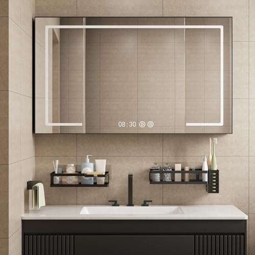 PUSDON 5-in-1 Wide Wall Mount Wrapped Mesh Kitchen Organizer & Shower Caddy Kit, with Paper Towel Holder, Utensil Holder, Soap Dish, Heavy Duty 50LBS - Matte Black, Netting - color: Matte Black, size: 5-in-1 Full Mesh (12.6" Wide)