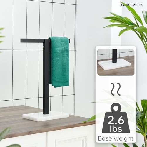 KOKOSIRI Hand Towel Holder Black Stand Towel Rack with Marble Base for Bathroom Kitchen Vanity Countertop, Stainless Steel 15.7'' Height THS0002-SM-BK - color: Matte Black, size: 1-Bar