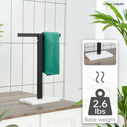 KOKOSIRI Hand Towel Holder Black Stand Towel Rack with Marble Base for Bathroom Kitchen Vanity Countertop, Stainless Steel 15.7'' Height THS0002-SM-BK - color: Matte Black, size: 1-Bar