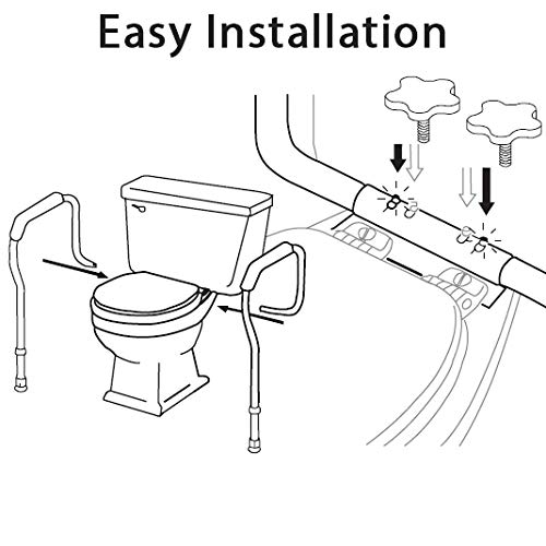 Carex Toilet Safety Rails, Adjustable and Detachable Toilet Safety Frame with Handles for Elderly, Handicap, or Disabled, Heavy-Duty Non-Slip Bathroom Grab Bar, with Padded Handles and Aluminum Frame