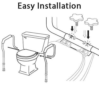 Carex Toilet Safety Rails, Adjustable and Detachable Toilet Safety Frame with Handles for Elderly, Handicap, or Disabled, Heavy-Duty Non-Slip Bathroom Grab Bar, with Padded Handles and Aluminum Frame