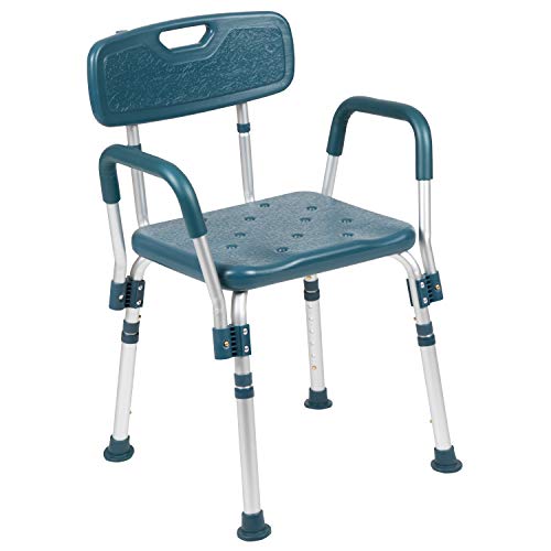 Flash Furniture HERCULES Series 300 Lb. Capacity Adjustable Navy Bath & Shower Chair with Quick Release Back & Arms - color: Navy