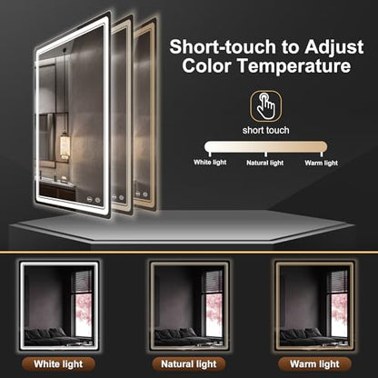 LED Bathroom Mirror with Lights, Anti-Fog, Dimmable, Lighted Bathroom Vanity Mirror for Wall, UL-Certified (36 x 32) - size: 36"L x 32"W