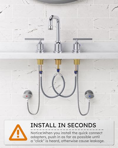 WOWOW Chrome Bathroom Faucet 3 Hole, Widespread Vanity Sink Faucets 8 Inch | Copper Inlet Faucet for Bathroom Sink with Swivel Spout, Two Handles Lavatory Tap with Drain and cUPC Supply Line - color: Chrome, style: Upgrade-8 Inch