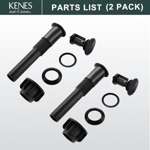 KENES 2 Pack Oil Rubbed Bronze Pop Up Bathroom Sink Drain Without Overflow | Bathroom Vanity Sink Drain Assembly, Built-in Anti-Clogging Strainer, Plastic Pop Up Drain for Bathroom Vanity Vessel Sink - color: Oil-rubbed Bronze X 2, size: Big Pop up Cap (W